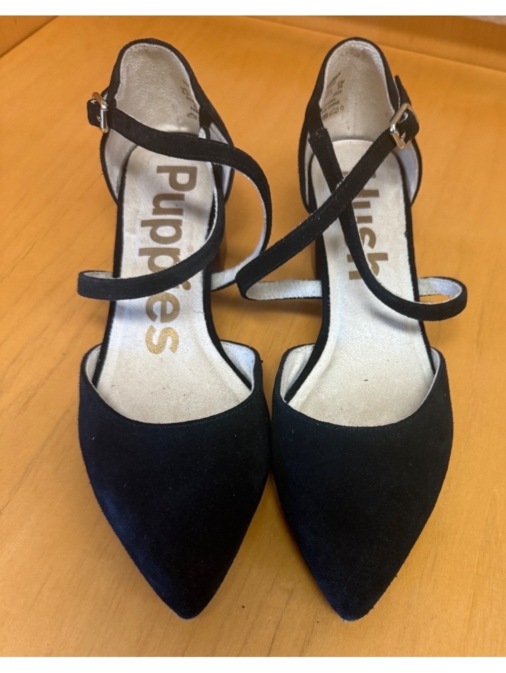 Hush Puppies Black Suede Strappy Pumps Size 8